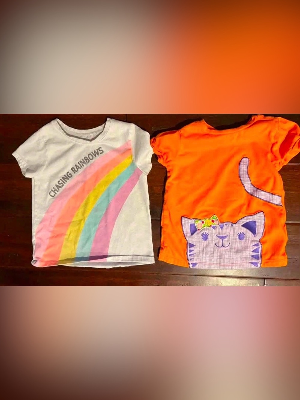 Girls' White Rainbow Graphic Tee - Chasing Rainbows & cat shirt 3t